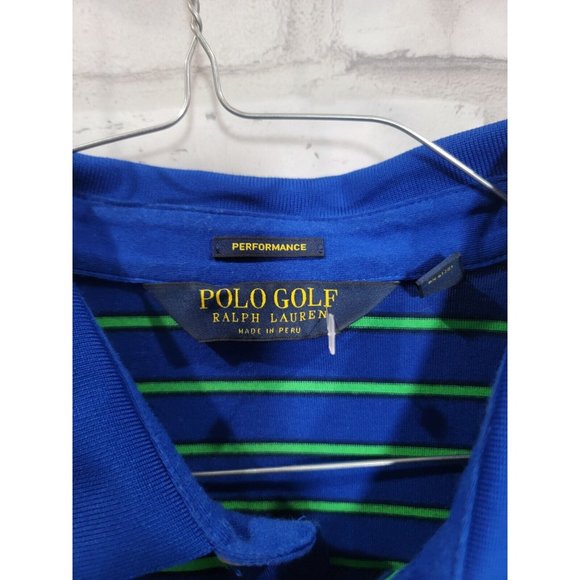 Polo Golf Ralph Lauren Large Performance PGA Scottsdale Blue Green Striped Polo - Picture 4 of 8